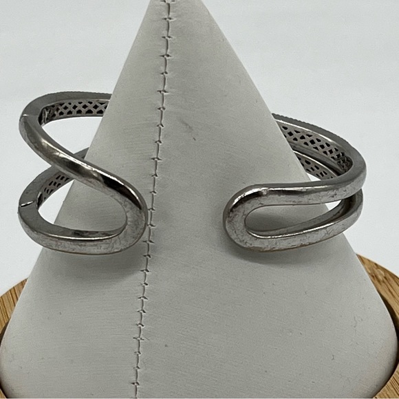 Gabrielle Bruni 14K Sterling Silver White Topaz Hinged Cuff Bracelet - Picture 4 of 7